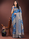 Silk Sky Blue Brocade Saree With Blouse Piece