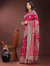 Magenta Silk Brocade Saree | EZB SI04 ASTAN1002