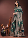 Silk Green Brocade Saree With Blouse Piece