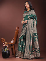 Green Silk Brocade Saree | EZB SI04 ASTAN1003