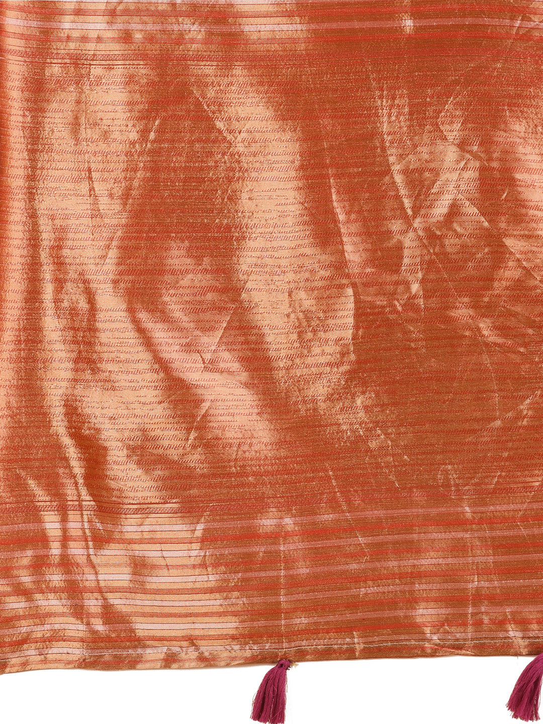 Linen Cotton Red Brocade Saree With Blouse Piece