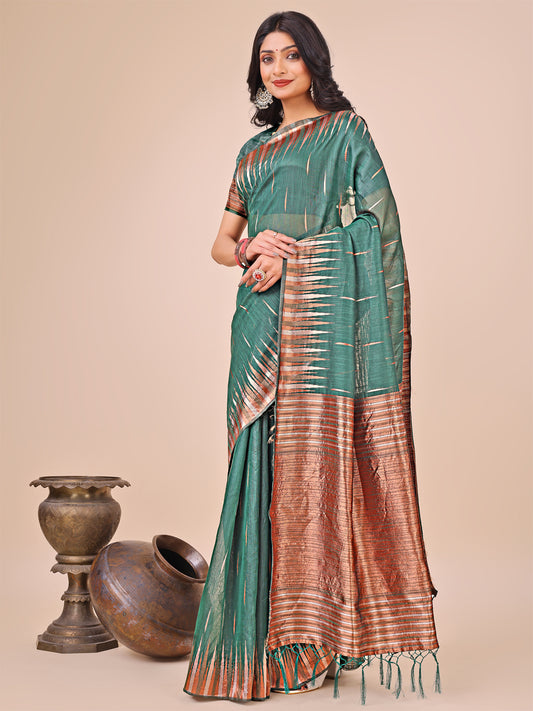 linen-cotton-green-brocade-saree-ezb-si04-astar1006