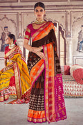 Pecan Brown Banarasi Patola Saree - EZBER