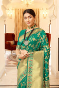 Shamrock Green Banarasi Saree - EZBER