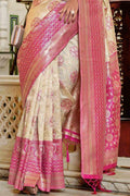 Beige And Peach Banarasi Saree - EZBER