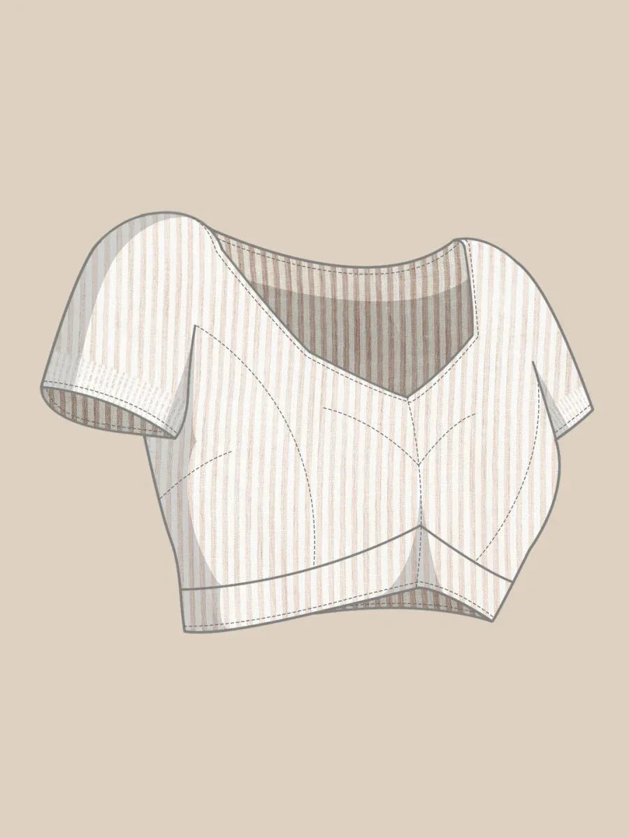 Beige Linen Saree With Blouse Piece - EZBER