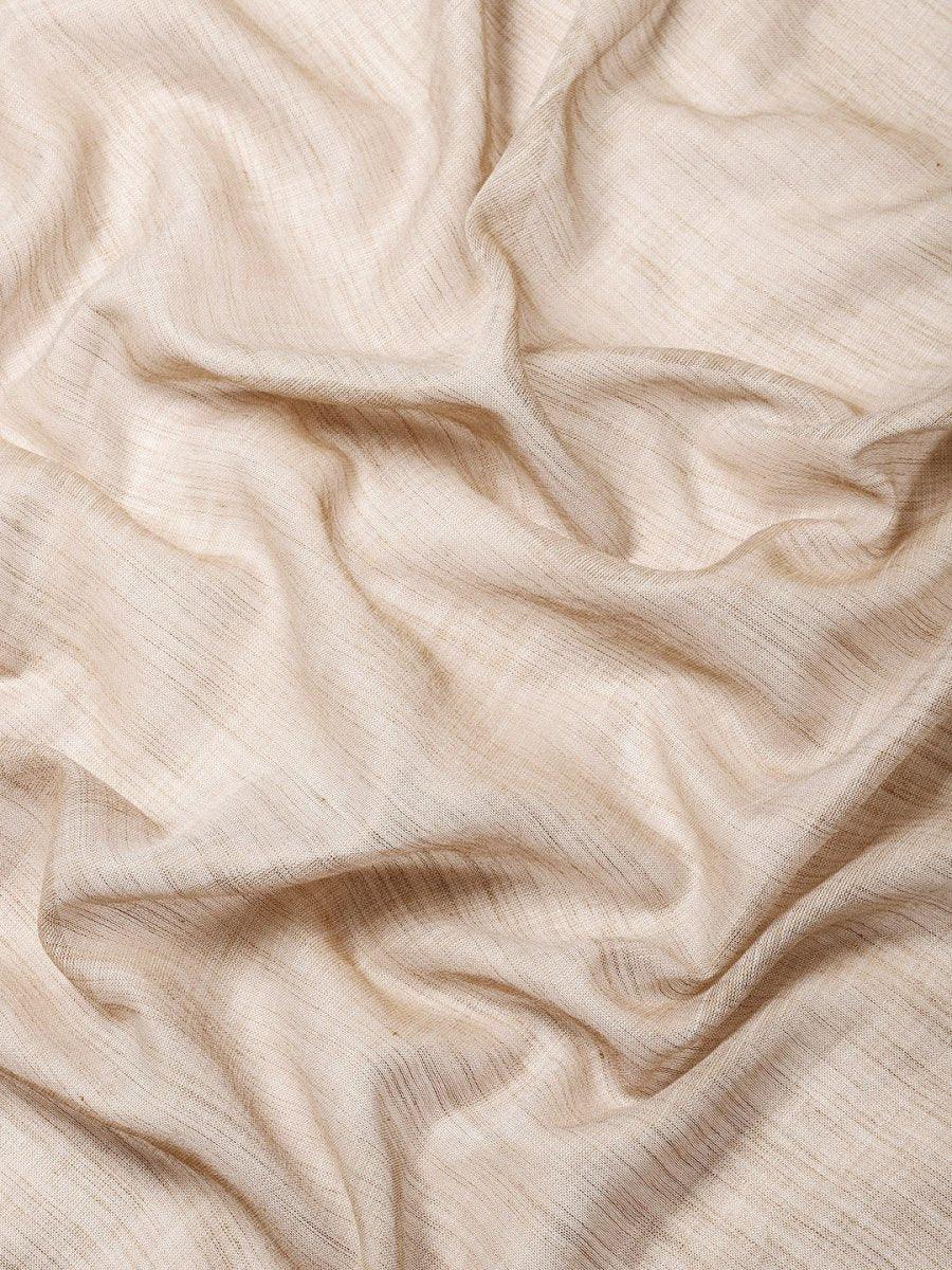 Beige Linen Saree With Blouse Piece - EZBER