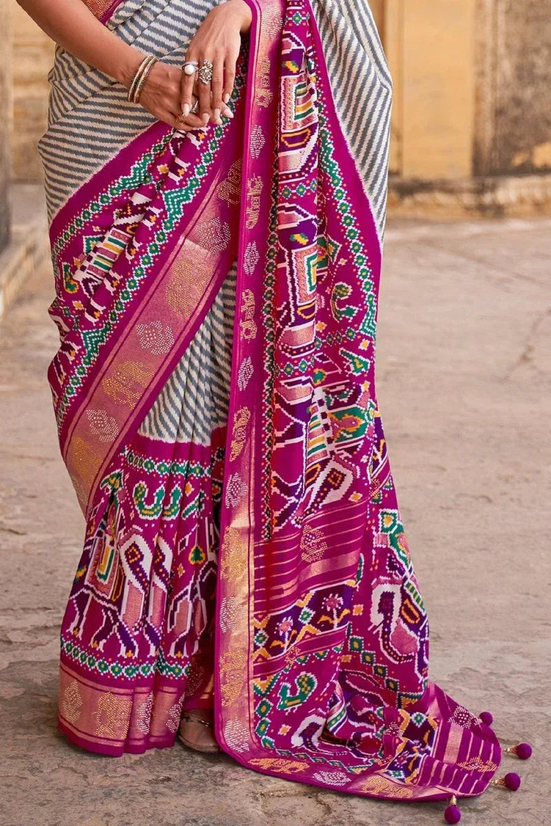 Berry Purple Patola Saree - EZBER