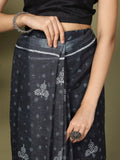 Black Cotton Saree With Blouse Piece - EZBER