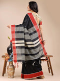 Black Cotton Saree With Blouse Piece - EZBER