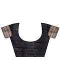 Black Linen Cotton Saree With Blouse Piece - EZBER