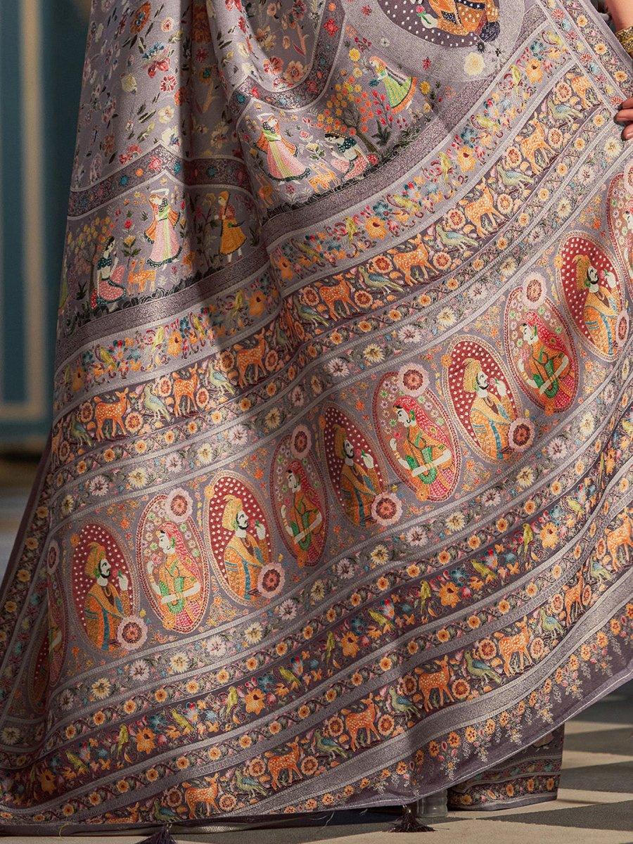 Black Pashmina Soft Silk Festive Wear Saree With Blouse Piece - EZBER