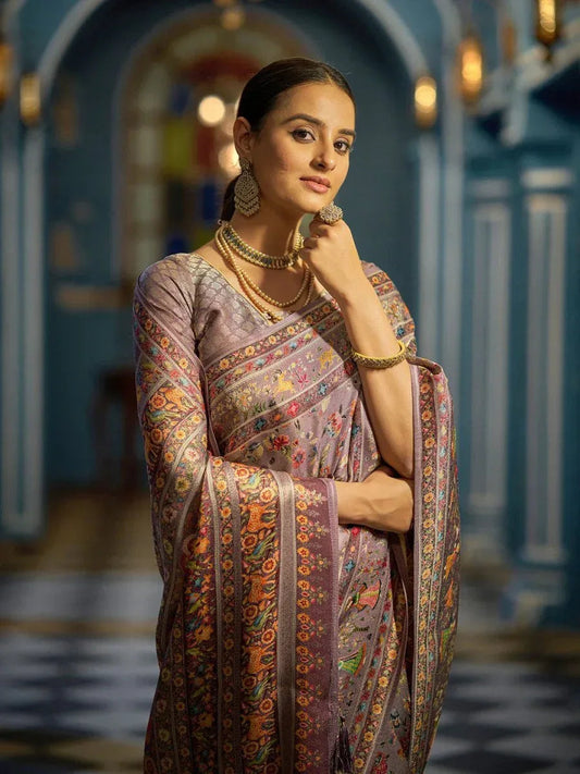 Black silk Saree with Blouse Piece - EZBER