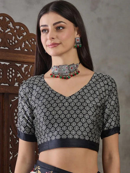 Black Semi Modal Saree | EZB GF02 LUX 11002 - EZBER