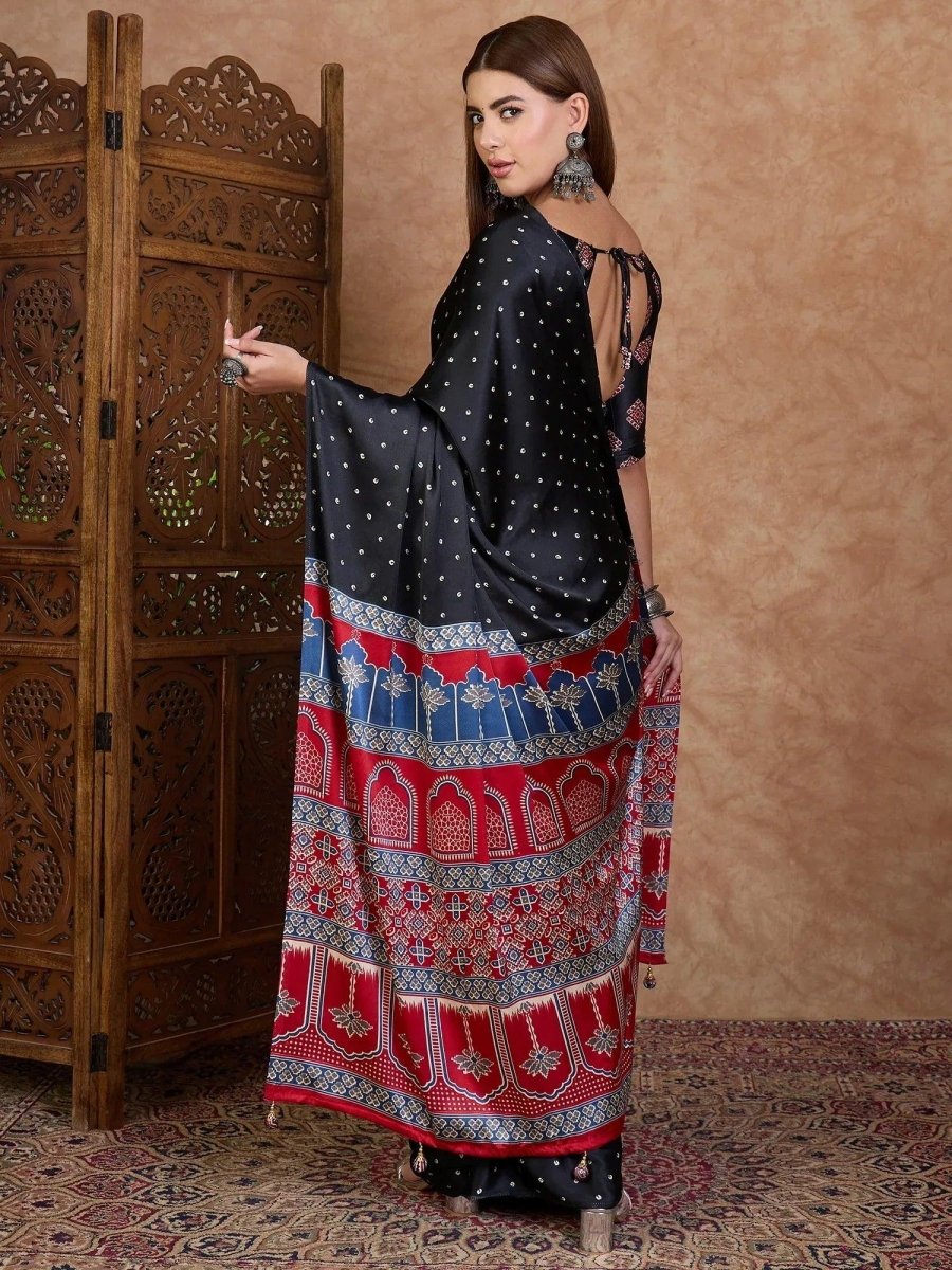 Black Semi Modal Saree | EZB GF02 LUX 15006 - EZBER