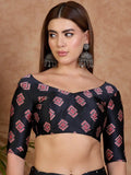 Black Semi Modal Saree | EZB GF02 LUX 15006 - EZBER
