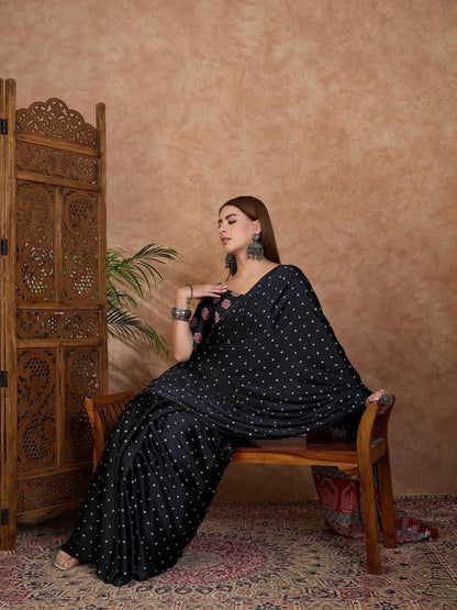 Black Semi Modal Saree | EZB GF02 LUX 15006 - EZBER