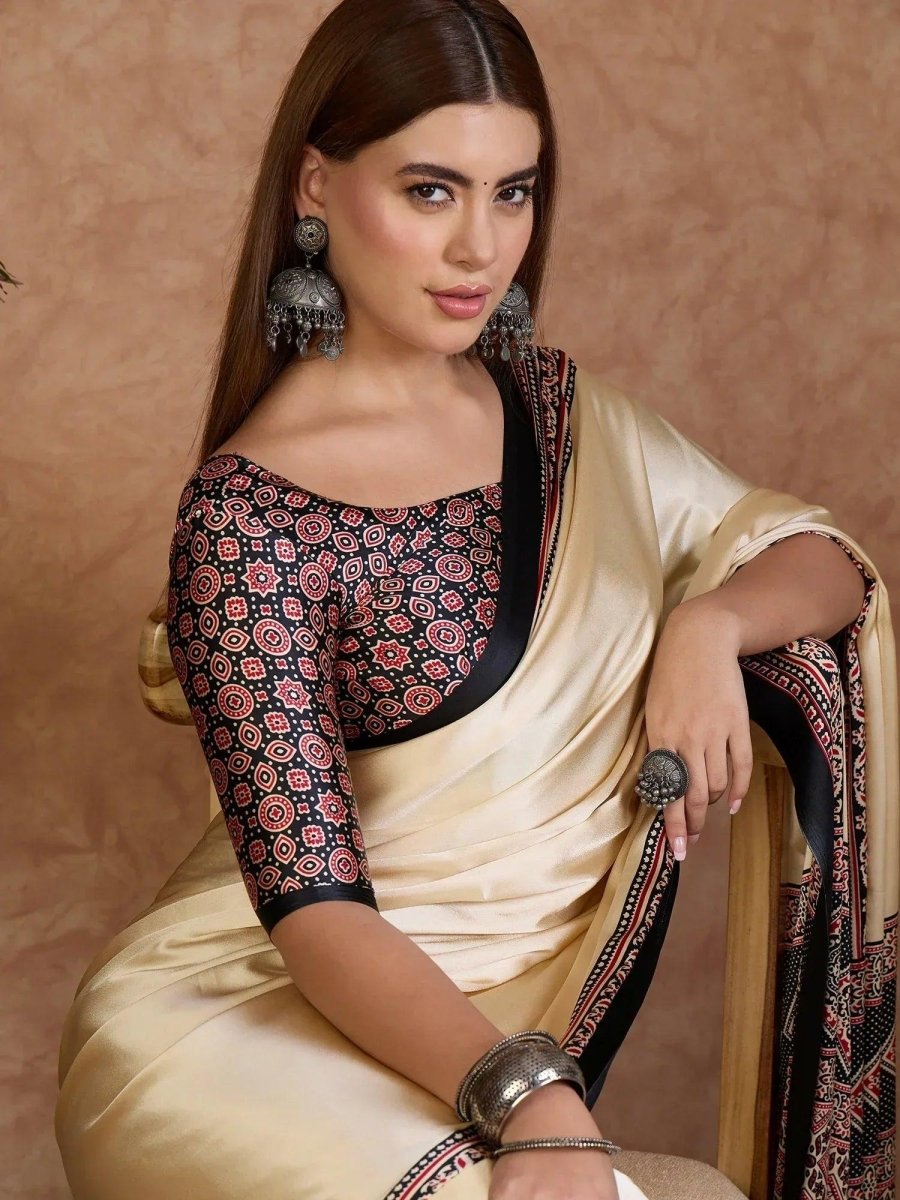 Black Semi Modal Saree | EZB GF02 LUX 21001 - EZBER
