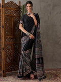 Black Semi Modal Saree With Blouse Piece - EZBER