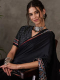 Black Semi Modal Saree With Blouse Piece - EZBER