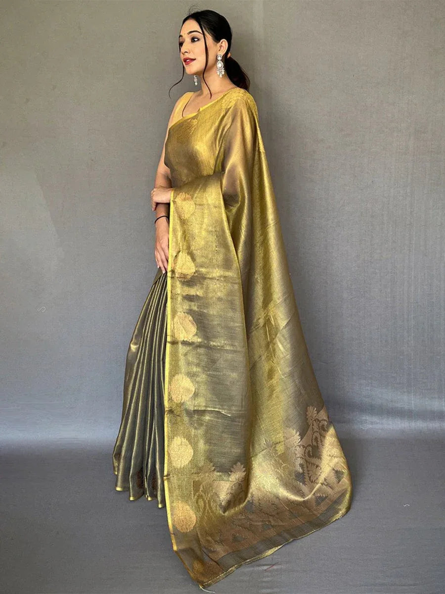 Black Silk Festive Wear Saree With Blouse Piece - EZBER