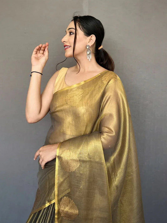 Black silk Saree with Blouse Piece  | EZBER