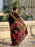 Black Soft Silk Saree With Blouse Piece - EZBER