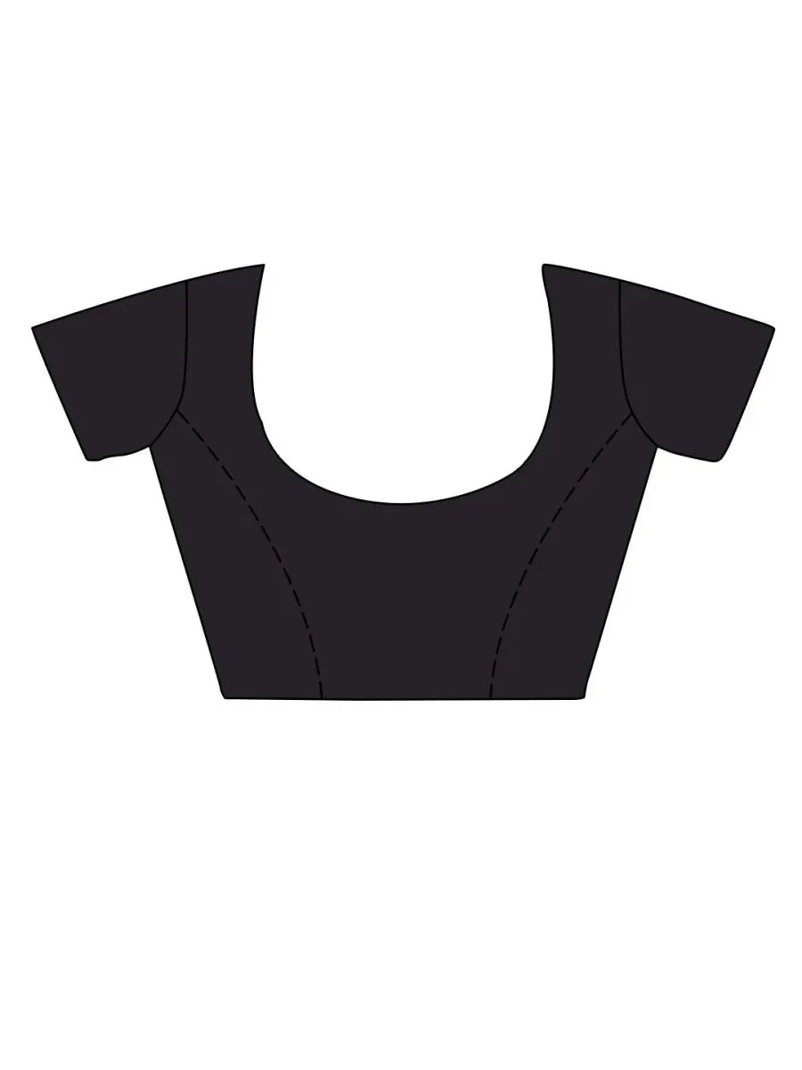 Blue And Red Mulmul Cottons Saree With Blouse Piece - EZBER