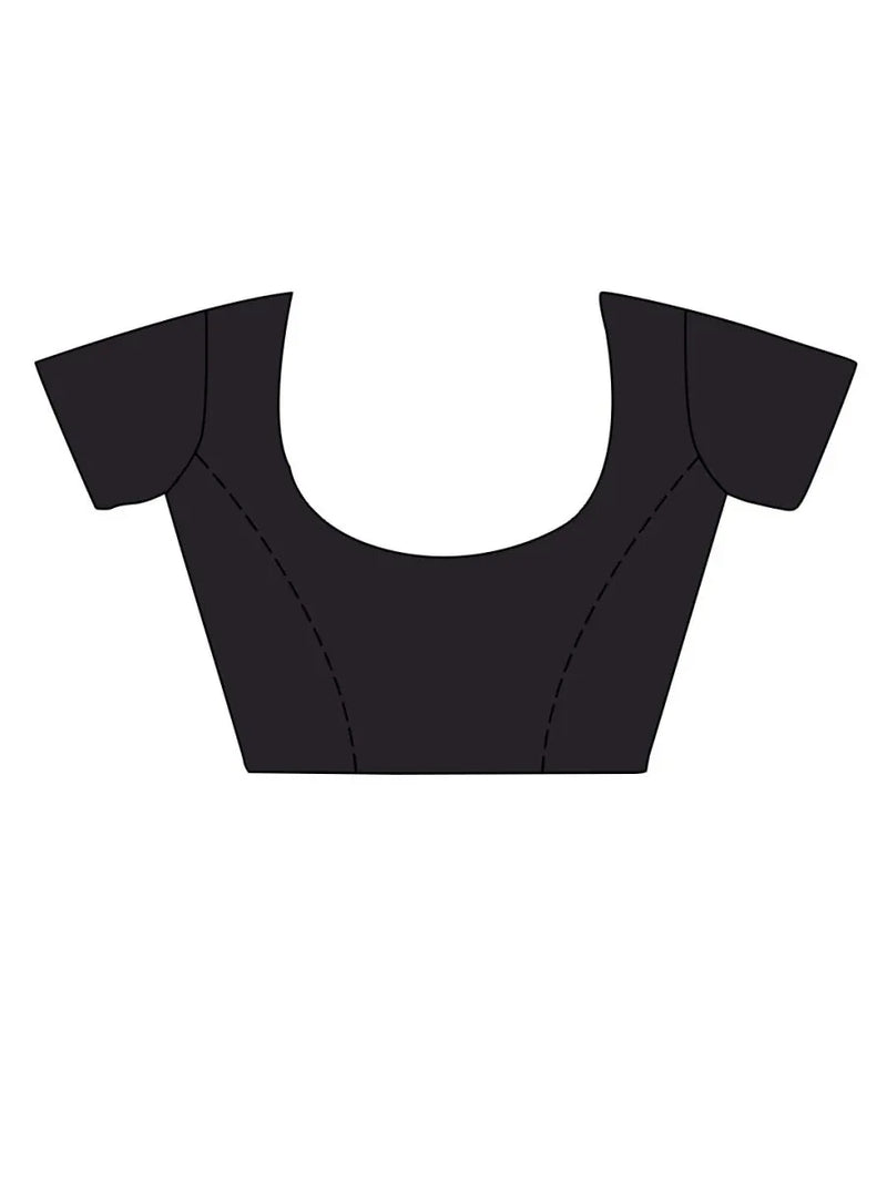 Blue And Red Mulmul Cottons Saree With Blouse Piece - EZBER