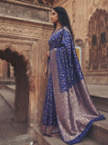 Blue Art Silk Brocade Saree | EZB SI04 SUMKD1001 - EZBER