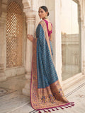 Blue Banarasi Silk Contrast Pallu Saree | EZB SI04 SUKLN1003 - EZBER