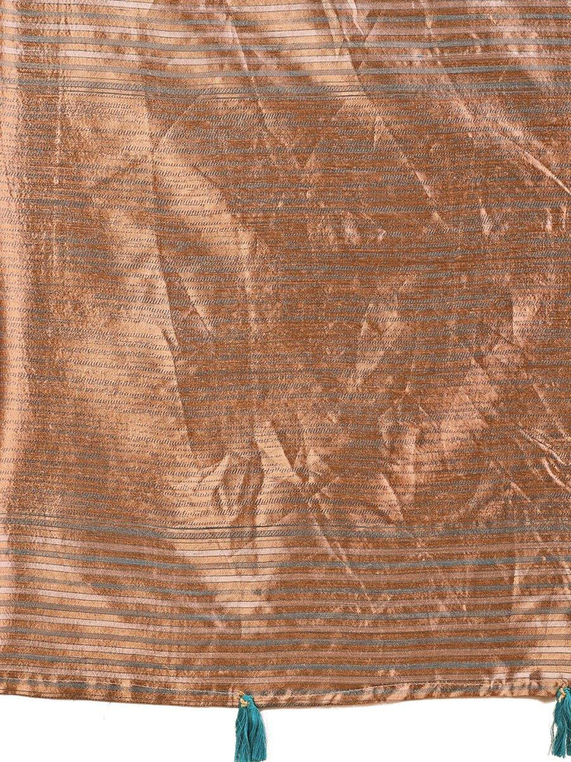 Blue Linen Cotton Saree With Blouse Piece - EZBER