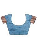 Blue Linen Cotton Saree With Blouse Piece - EZBER