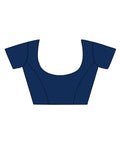 Blue Mulmul Cottons Saree With Blouse Piece - EZBER