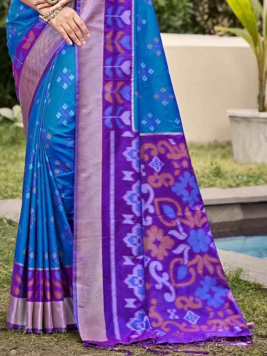Blue Silk Brocade Saree | EZB SI04 ASPOC2002