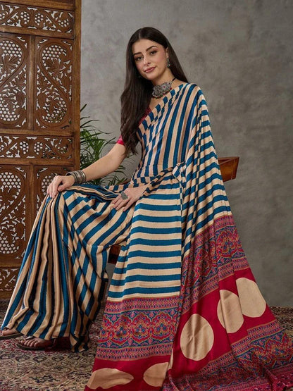 Blue Semi Modal Saree | EZB GF02 LUX 12001 - EZBER
