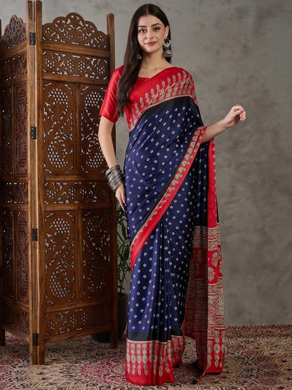 Blue Semi Modal Saree | EZB GF02 LUX 5002 - EZBER