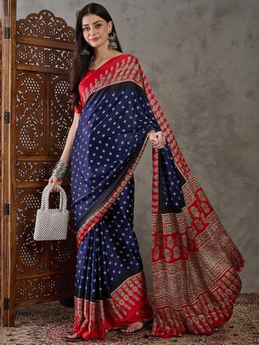Blue Semi Modal Saree | EZB GF02 LUX 5002 - EZBER