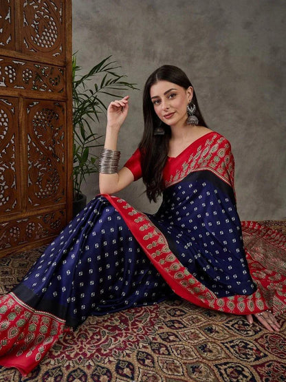 Blue Semi Modal Saree | EZB GF02 LUX 5002 - EZBER