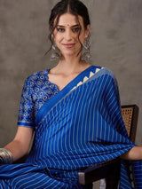 Blue Semi Modal Saree | EZB GF02 LUX 6003