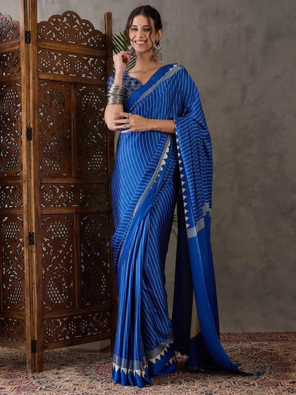 Blue Semi Modal Saree | EZB GF02 LUX 6003 - EZBER