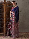 Blue Semi Modal Saree With Blouse Piece - EZBER