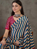 Blue Semi Modal Saree With Blouse | EZB GF02 LUX 12001