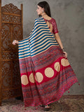 Blue Semi Modal Saree With Blouse Piece - EZBER