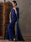Blue Semi Modal Saree with Blouse Piece  | EZBER