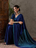 Blue Semi Modal Saree with Blouse Piece  | EZBER