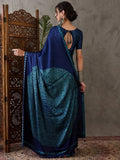 Blue Semi Modal Saree with Blouse Piece  | EZBER