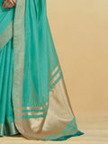 Blue Silk Festive Wear Saree With Blouse Piece - EZBER