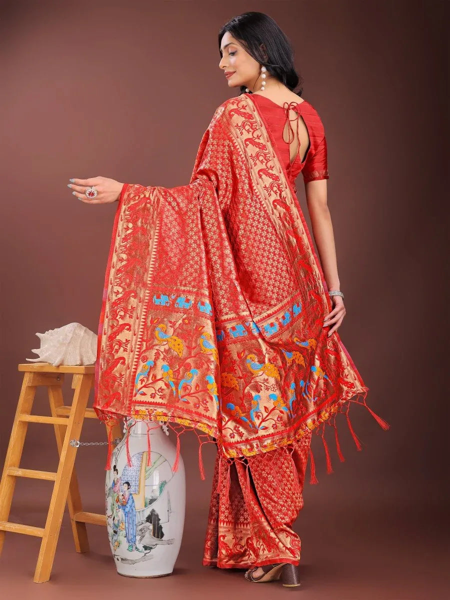 Blue Silk Saree With Blouse Piece - EZBER