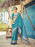 Blue Soft Silk Festive Wear Saree With Blouse Piece - EZBER